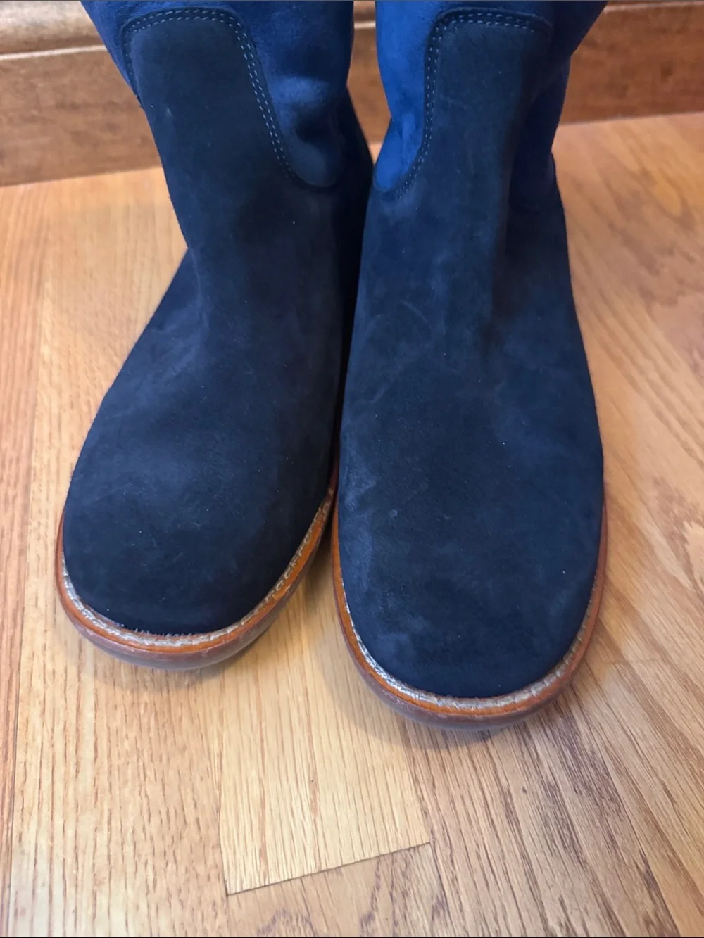 Shabbies Amsterdam Suede Ankle booties two toned blue made in Portugal US 8.5